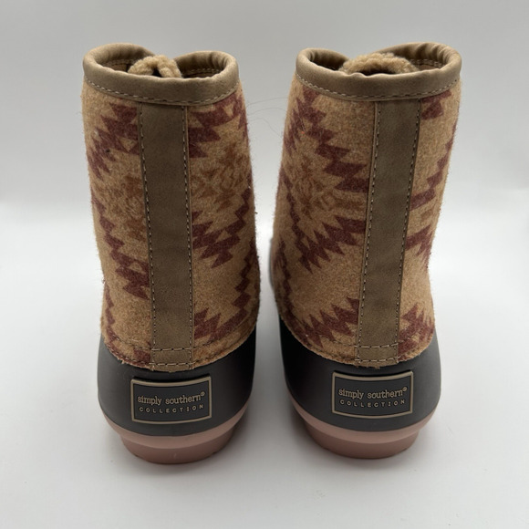 Simply Southern Women's Size 9 Duck Muck Boots Rain Lace Up Brown Aztec Style - Picture 5 of 7